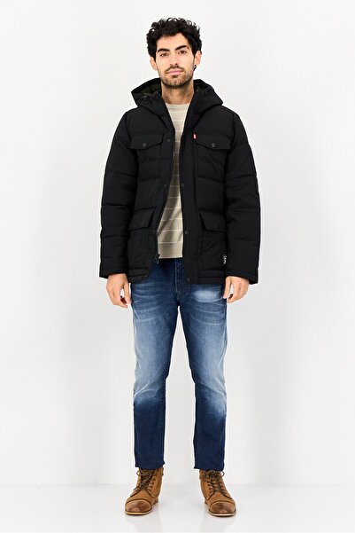 Levi's Men Long Sleeve Brand Logo Parka Jacket, Black