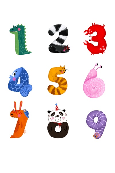 Rakam Hayvanlar Özel Tasarım Çıkartma Seti, Rakam Hayvanlar Özel Tasarım Sticker Seti,
