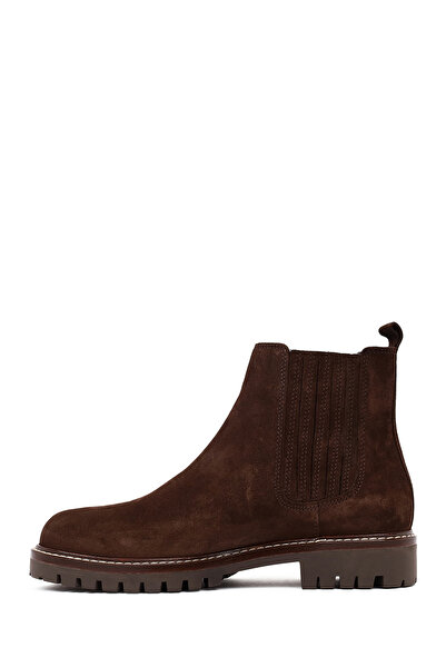 Derimod Women's Brown Suede Leather Chelsea Boots 25Wfd188010