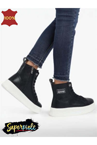 piele naturala Fur-Lined Leather Boots with Uniform Platform |ZILAMO|