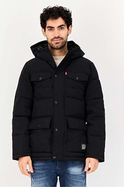 Levi's Men Long Sleeve Brand Logo Parka Jacket, Black