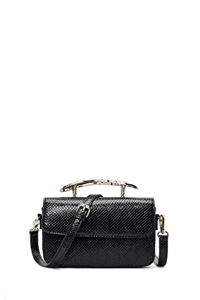 Derimod Women's Black Long Strap Patterned Mini Shoulder Bag 25Abd250840