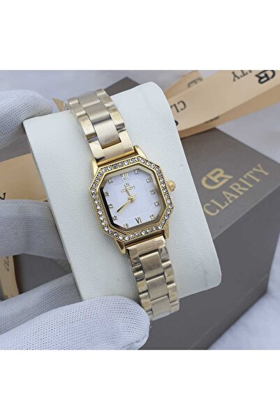 Generic Clearity watch with box, bag, and card; water-resistant; stainless steel watches.