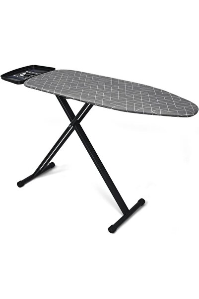 HYX Steam Ironing Board (17" x 48") with Iron Holder, Heat-Resistant Cover, Adjustable Height (Gre