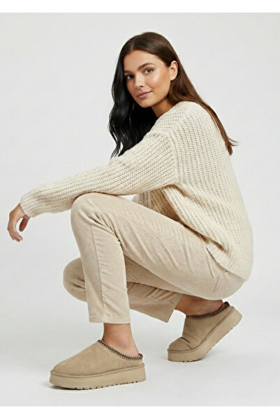 Oregon Shoes ® I Trendy Style UGGSYY Γυναικείες παντόφλες με κέντημα με λεπτομέρειες και επένδυση από γούνα