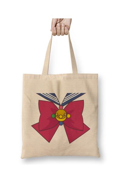 Toyaso Geantă din pânză albă cu panglică Sailor Moon Crystal, cu mâner lung, ...