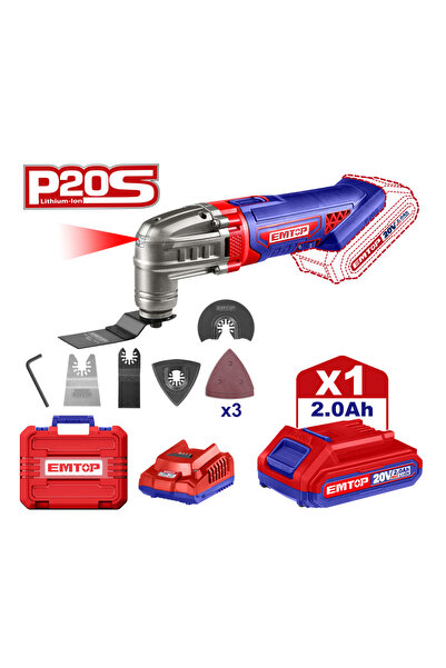 EMTOP Multifunctional Tool With 1 2.0 Ah Battery, 6 Speeds, 8 Accessories