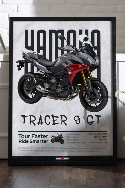 Duvarda Poster cu cadru din lemn negru Yamaha Tracer 9 GT, pictură murală pen...