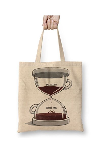 Toyaso Coffee Time Coffee Time Geantă din pânză albă Geantă de cumpărături cu...