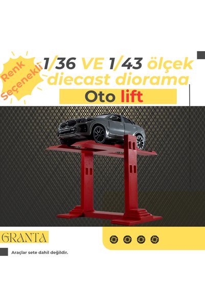 Home Diorama Diecast Auto Lift (Red) Compatible with 1/36 Scale and 1/43 Scale Model Cars