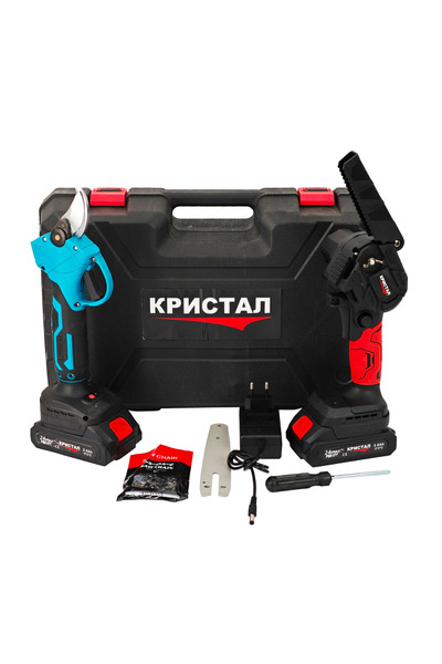 DDT Set Foarfecă și Mini Drujbă cu 2 Acumulatori DDT-CRISTAL, 24V, 2Ah