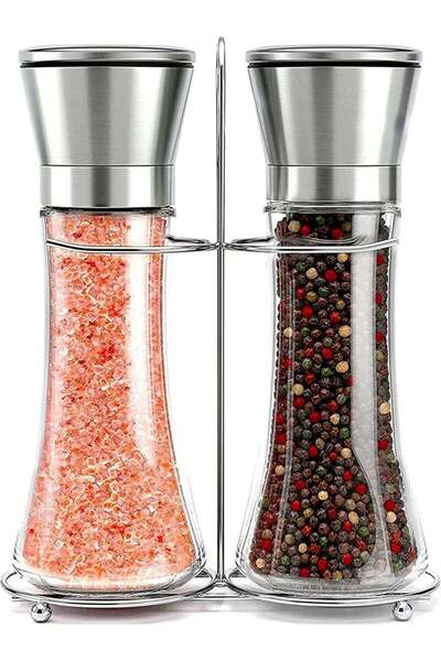 Arabest مجموعة مطحنة الملح والفلفل من الفولاذ المقاوم للصدأ، هزازات الملح والفلفل القابلة لإعادة التعبئة