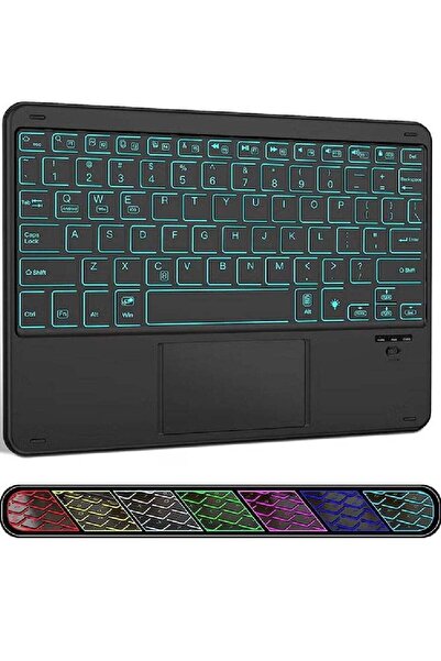HYX Wireless Bluetooth Keyboard with Touchpad, 7-Color Backlit, 10-inch Universal