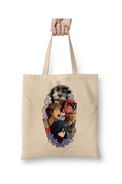 Toyaso Attack on Titan Tattoowhite Cloth Bag Long Handle Shopping Bag Beach Bag