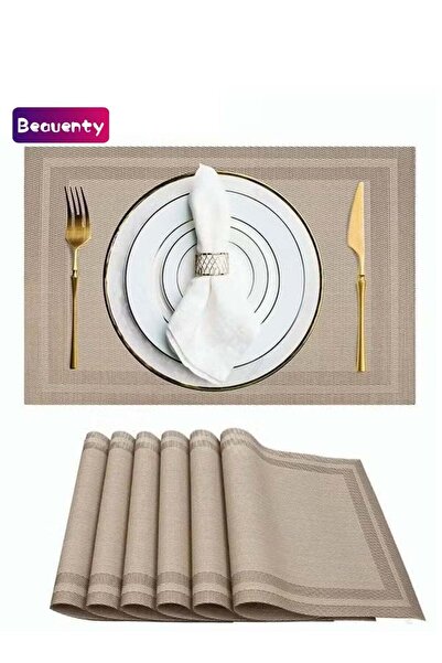 Beauenty 6-Piece PVC Placemat, Brown, 45x30 cm
