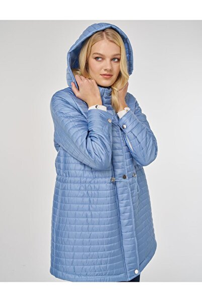Kayra Hooded Quilted Coat Blue