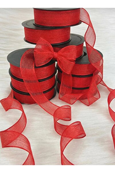 Fest 2,5 cm lik Kırmızı Nopeli Keten Kurdele Bohça Hediyelik Araba Özel Günle...