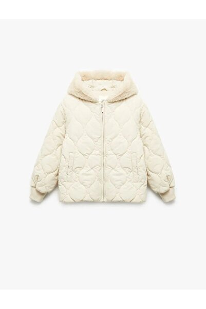 Koton Prešívaný kabát s kapucňou na zips s dlhým rukávom a fleecovou podšívkou