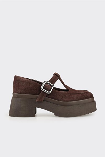 Elle Shoes Kahve Deri Kadın Topuklu Ayakkabı