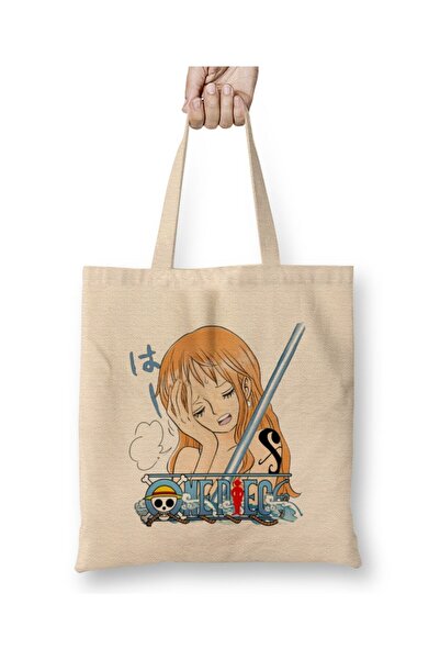 Toyaso Nami One Piece White Cloth Bag Long Handle Shopping Bag Beach Bag