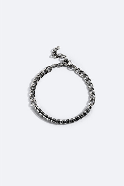 Avva Men's Silver Color Stone Bracelet B009611