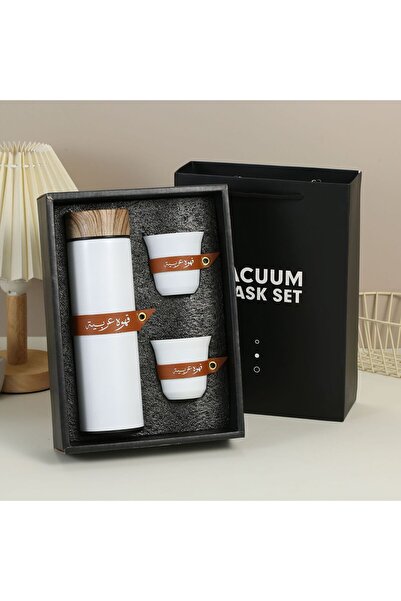 KB The coffee gift set， includes a water bottle, 2 coffee cups, a thermos, and a travel bottle.