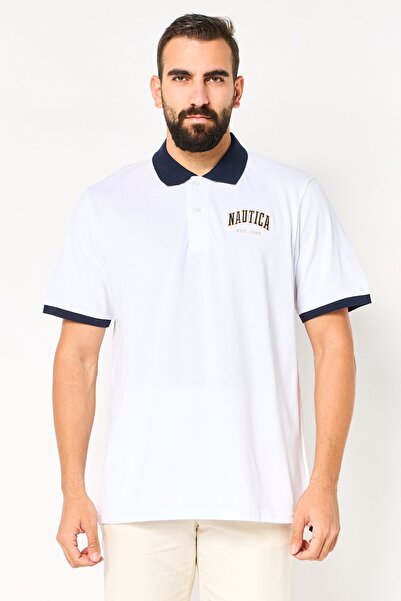 Nautica Men Regular Fit Short Sleeve Embroidered Logo Polo Shirt, White