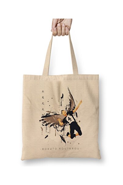 Toyaso Haikyuu Bokuto Koutarou White Cloth Bag Long Handle Shopping Bag Beach Bag