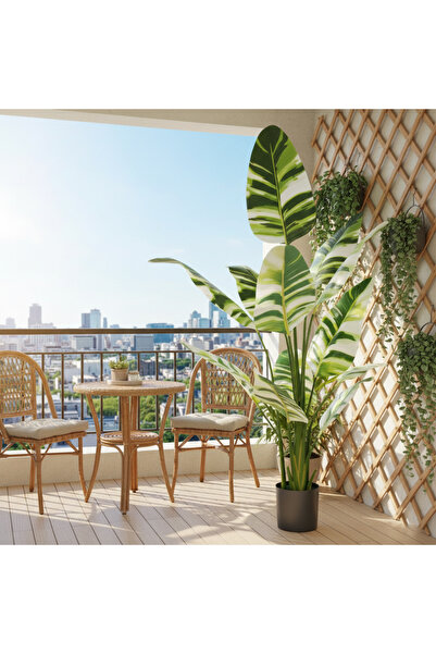 sharpdo 220cm White-Variegated Traveler's Palm Artificial Plant (12 Leaves)