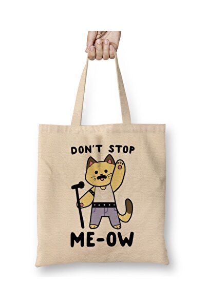 Toyaso Don'T Stop Me-Ow Kpop Cats Cat White Cloth Bag Long Handle Shopping Bag Beach Bag