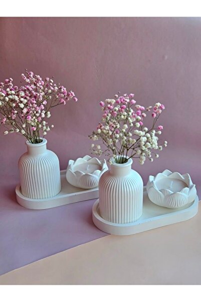 SZN HOME DESİGN İkili Vazo set Pampas vazo Sunumluk Tealight Mumlar Heye İki ...