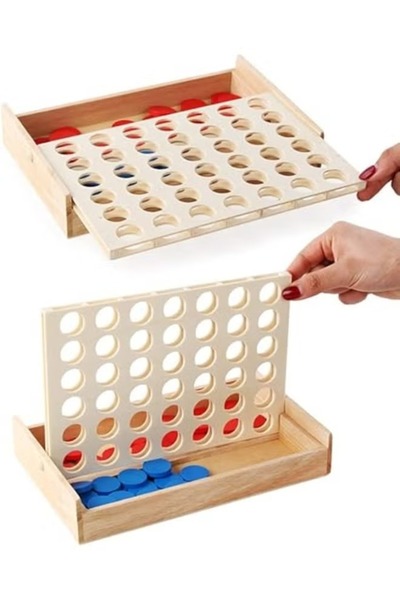 Toybox Four in A Row Wooden Game Line up 4 Classic Family Toy Board Game