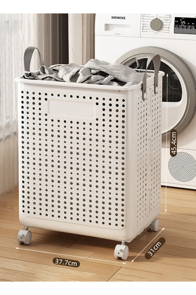 Generic Collapsible laundry basket, large-capacity portable dirty clothes basket with wheels, space-saving