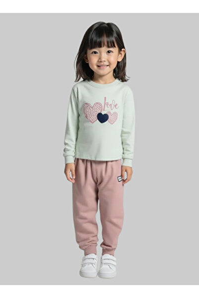 Hover Girls Winter Fleece-Lined Tracksuit with Heart Design – 2 Pieces – Ligh...