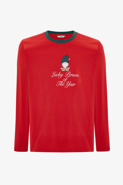 Penti Ανδρικό σετ πιτζάμες από βαμβακερό μοτίβο Πρωτοχρονιάς Dwarf