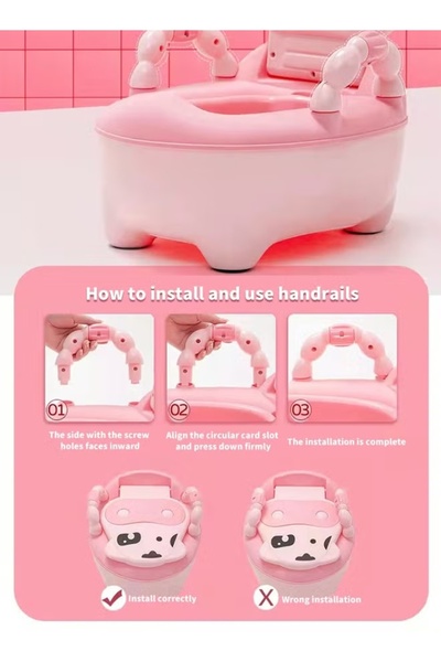 Generic Baby Potty Toilet Potty Training Seat with Handle Potty Chair with High Back Support Splash Guard