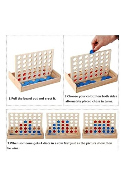 Toybox Four in A Row Wooden Game Line up 4 Classic Family Toy Board Game