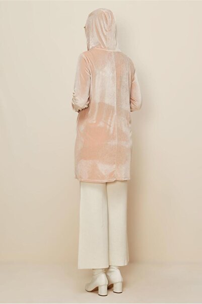 TRENDTESETTÜR Women's Pink (A.Somon) Velour Tracksuit with Stone Details Tunic t 43451