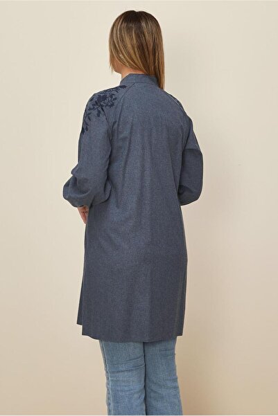 TRENDTESETTÜR Women's Dark Blue (Indigo) Tunic with Embroidery Detail t 42395