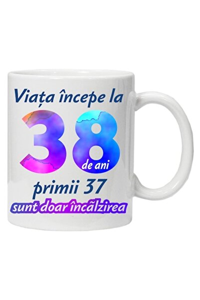 CRD PRINT Personalized mug "Life begins at", 38 years, CRD PRINT, 330ml, white