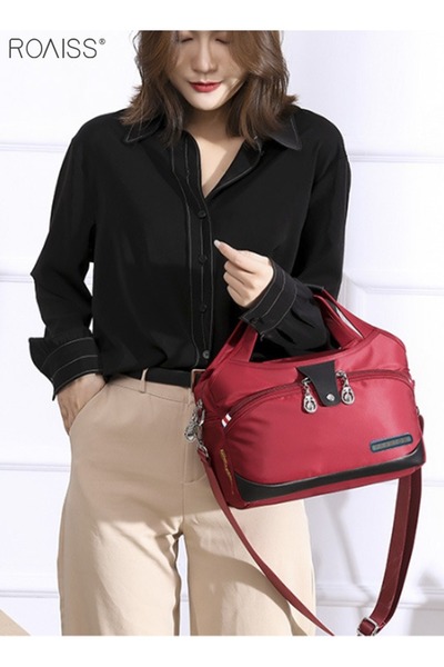 ROAISS Women's Tote Bag, Oxford Cloth Detachable Shoulder Strap Handbag, Multi-Pocket Messenger Bag, Stylis