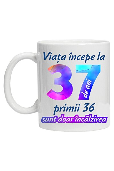 CRD PRINT Personalized mug "Life begins at" - 37 years, CRD PRINT, 330ml, white