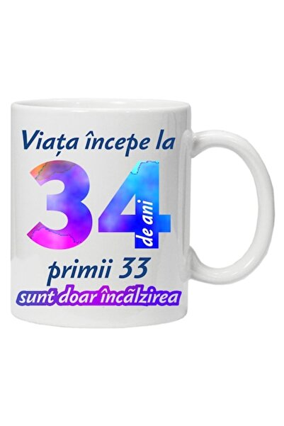 CRD PRINT Personalized mug "Life begins at 34", CRD PRINT, 330ml, white