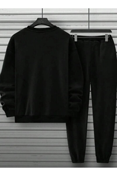 ALCİNOUS Men's Crew Neck Balance Printed Oversized Tracksuit Set