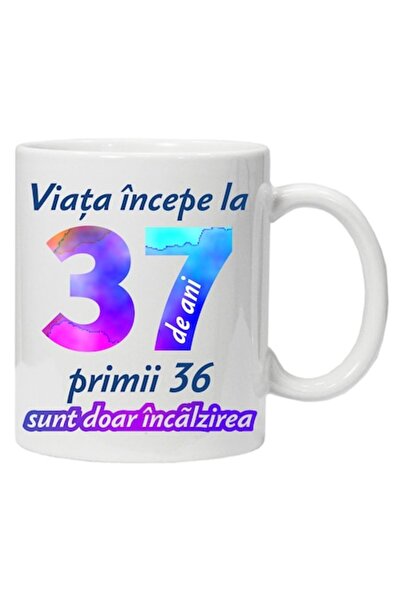CRD PRINT Personalized mug "Life begins at" - 37 years, CRD PRINT, 330ml, white