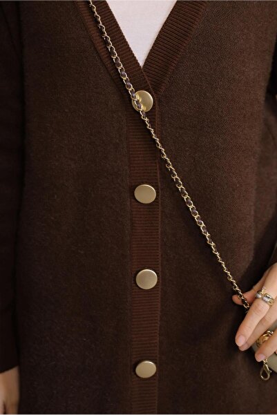 TRENDTESETTÜR Women's Brown Beard Yarn Cardigan t 2907