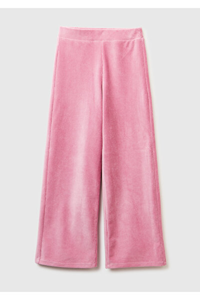 United Colors of Benetton Розови панталони с прав крой и бродерия с лого на г...