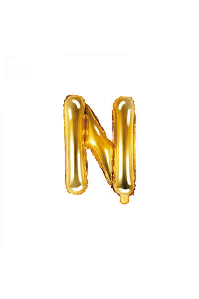 Partydeco Gold Foil Balloon Letter N 35 cm