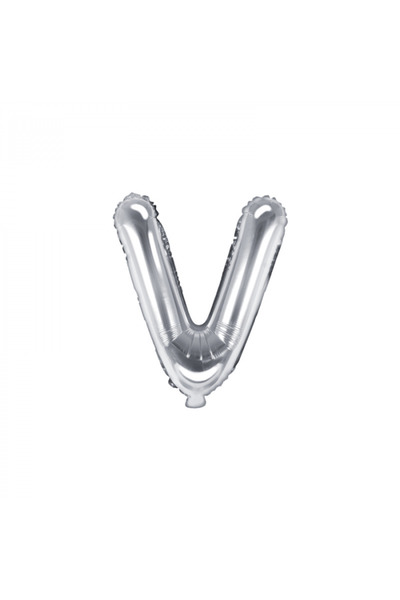 Partydeco Balon folie argintie cu litera V, 35 cm