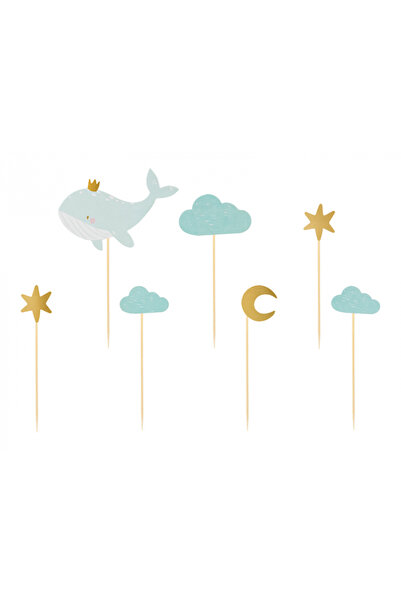 Partydeco Set of 7 Whale Cake Decorations